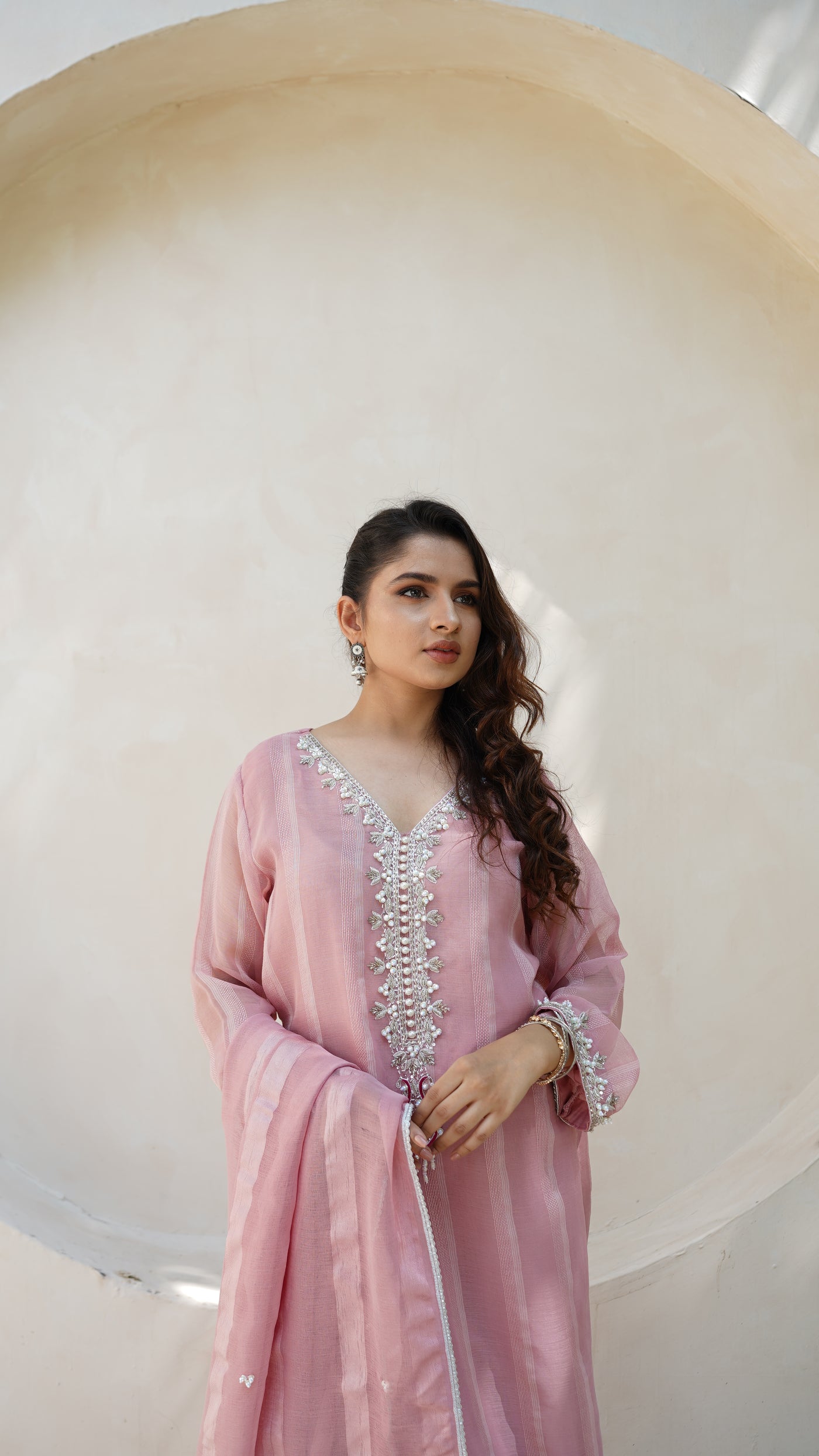 Pink Luxury: Pink 3 piece Stitched ADDA peroi pret  HandMade