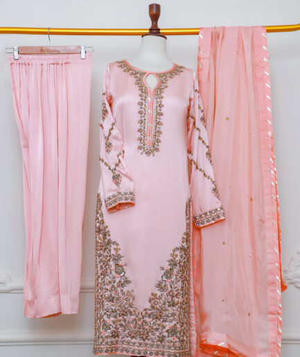 Peach Adda Work Luxury Pret Dress with Hand Embroidery | Designer Pakistani 3 Piece Suit for Women